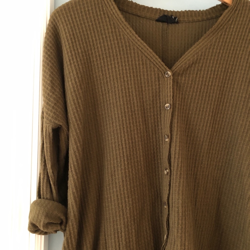 Urban Outfitters Oversized Thermal ButtonFront Too